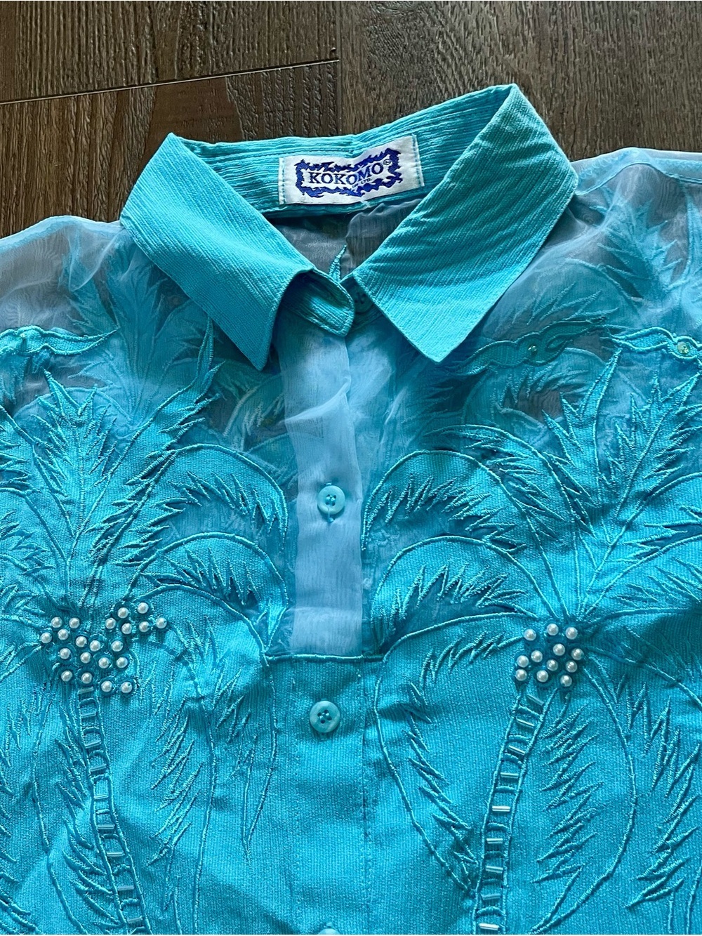 Turquoise Embroidered Two-Piece Set - Picture 3 of 10